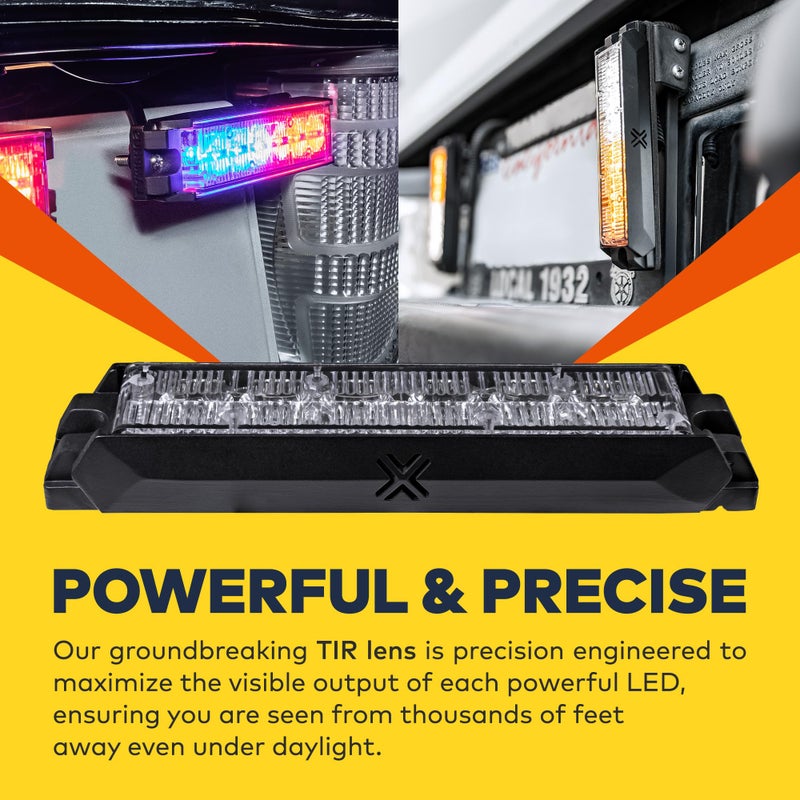 LAMPHUS 4pc NanoFlare 5" 6W Amber White LED Surface Mount Police Grill Strobe Warning Lights [SAE Class 1] Yellow Clear Grille Flashing Emergency Fire Lights for Servcice Work Truck Vehicle - Image 3